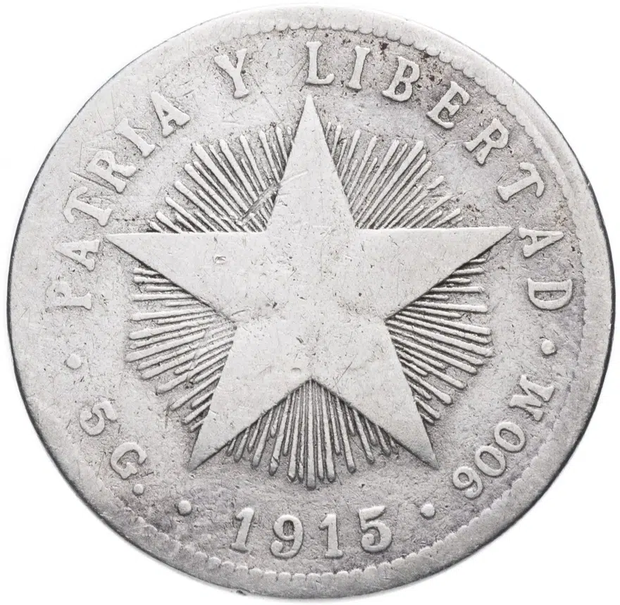 Куба 20 сентаво (centavos) 1915, реверс