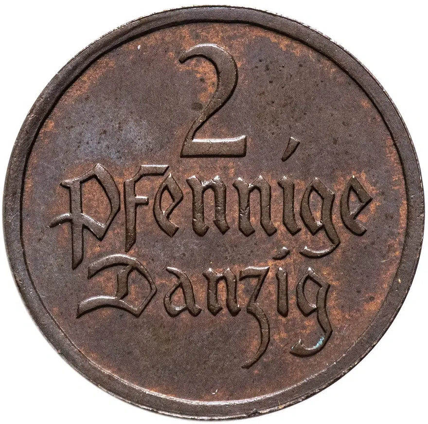 Данциг 2 пфеннига (pfennig) 1923, аверс