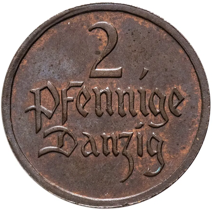 Данциг 2 пфеннига (pfennig) 1923, реверс