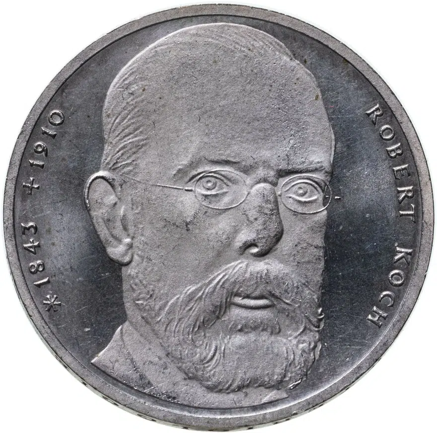 Германия 10 марок (deutsche mark) 1993  150 лет со дня рождения Роберта Коха, аверс