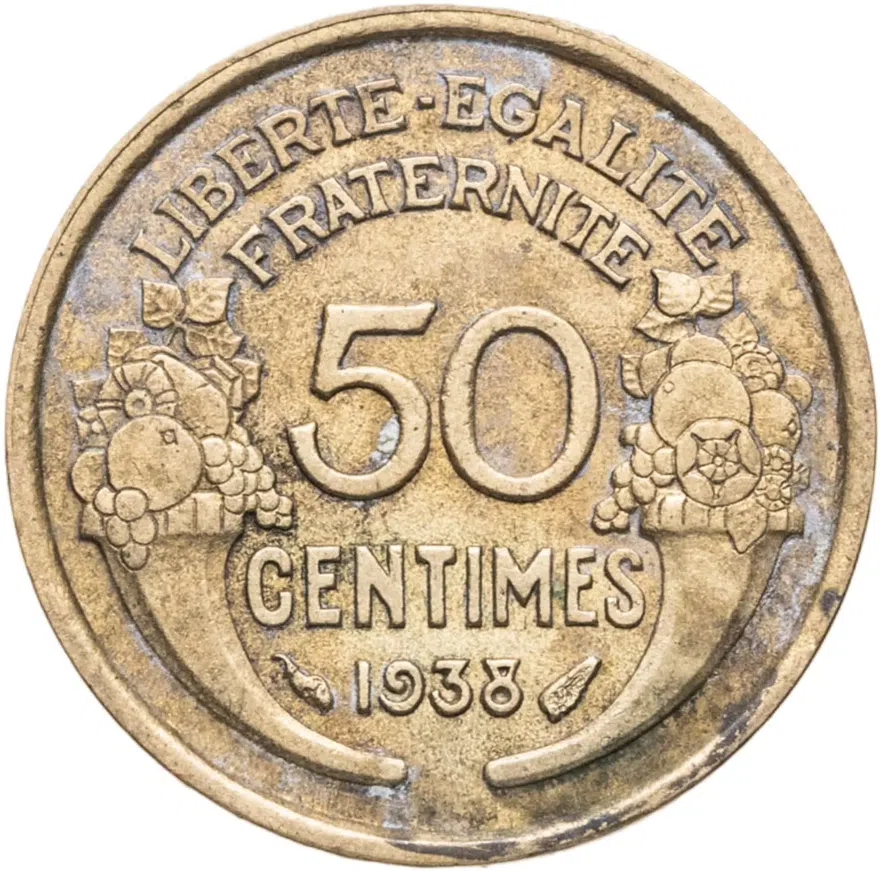 Франция 50 сантимов (centimes) 1938, аверс