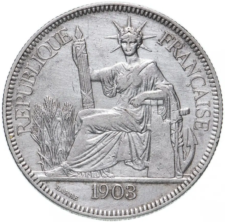 Французский Индокитай 1 пиастр (piastre) 1903, реверс