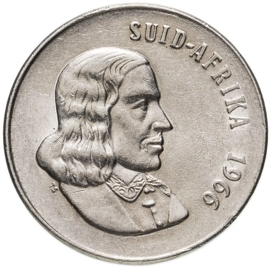 ЮАР 50 центов (cents) 1966 Надпись на языке африкаанс - "SUID-AFRIKA"