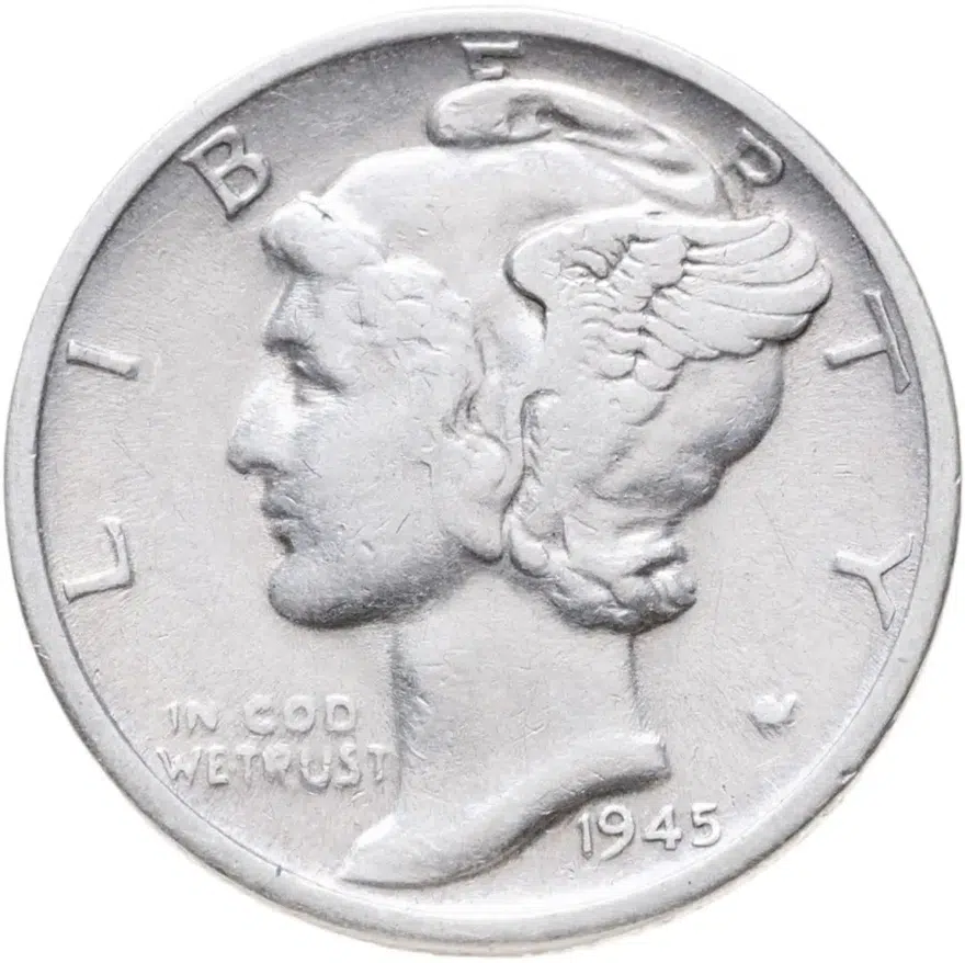 США 1 дайм (10 центов) 1945 "Mercury Dime" S