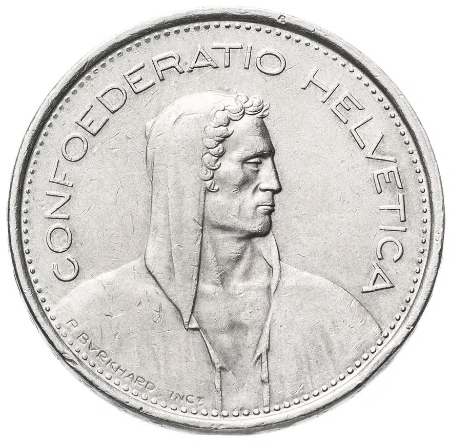 Швейцария 5 франков (francs) 1974, аверс