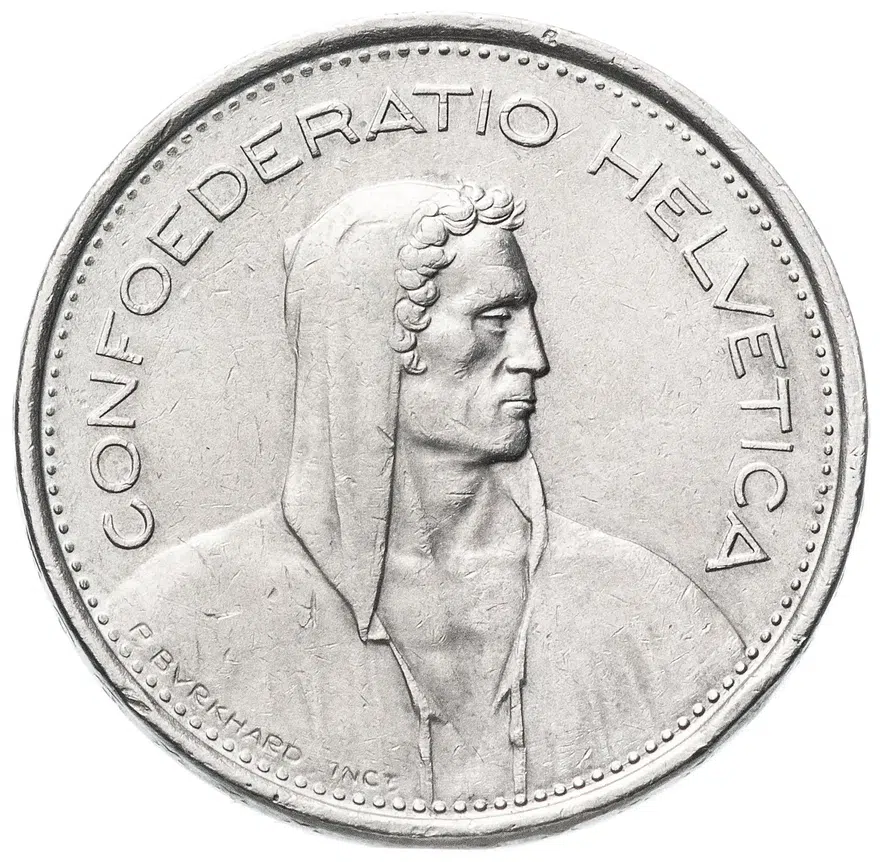 Швейцария 5 франков (francs) 1974, реверс