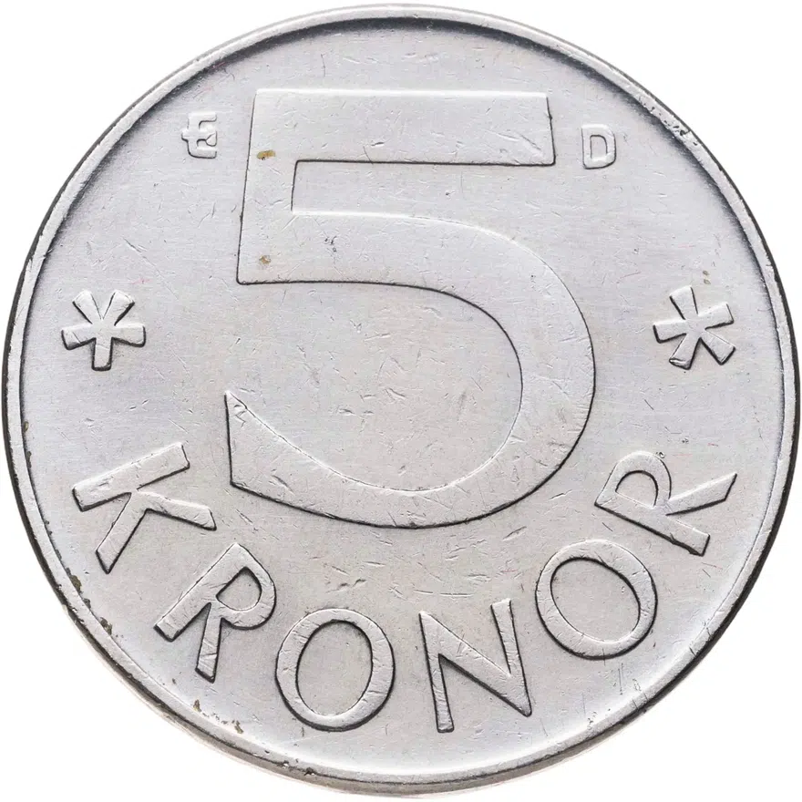 Швеция 5 крон (kronor) 1991