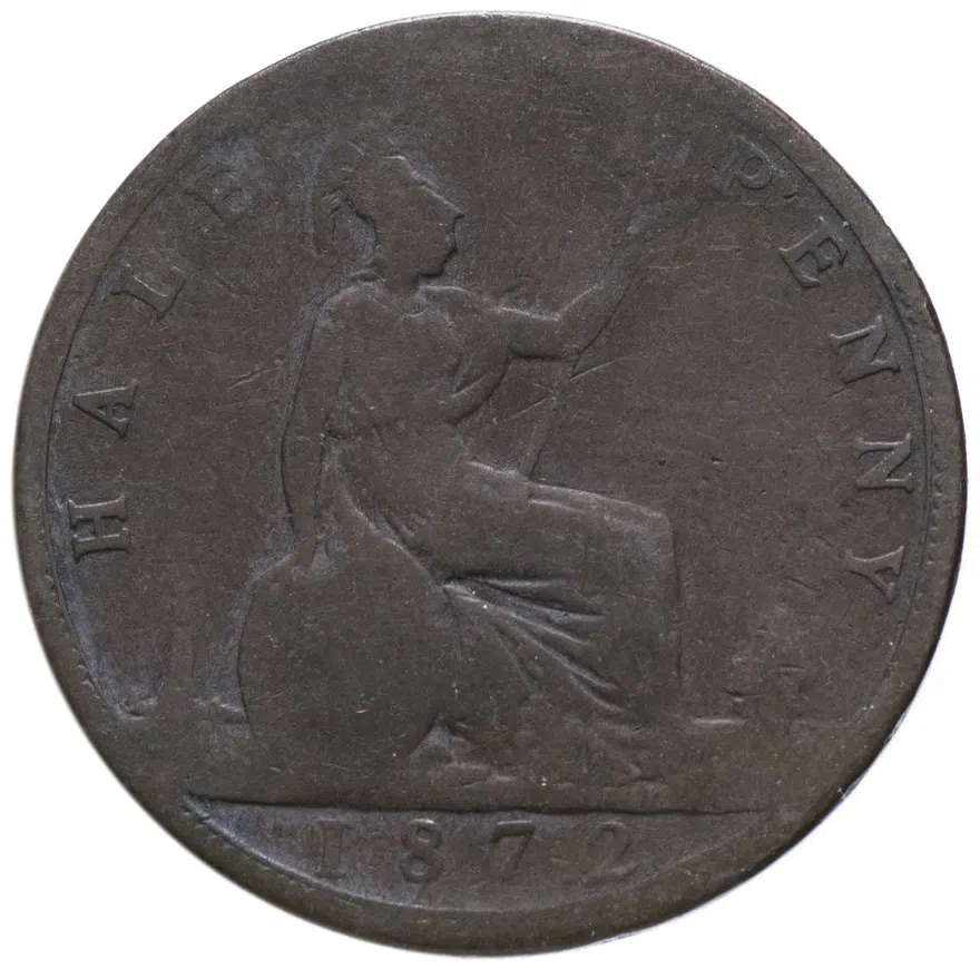 Великобритания 1/2 пенни (penny) 1872, реверс