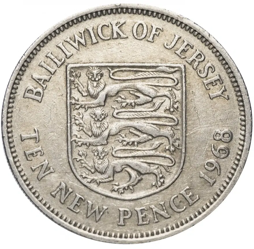 Джерси 10 новых пенсов (new pence) 1968, аверс