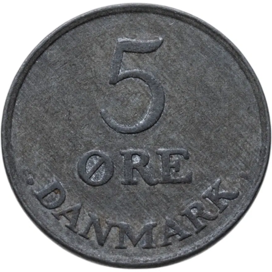 Дания 5 эре (ore) 1963  Цинк /серый цвет/