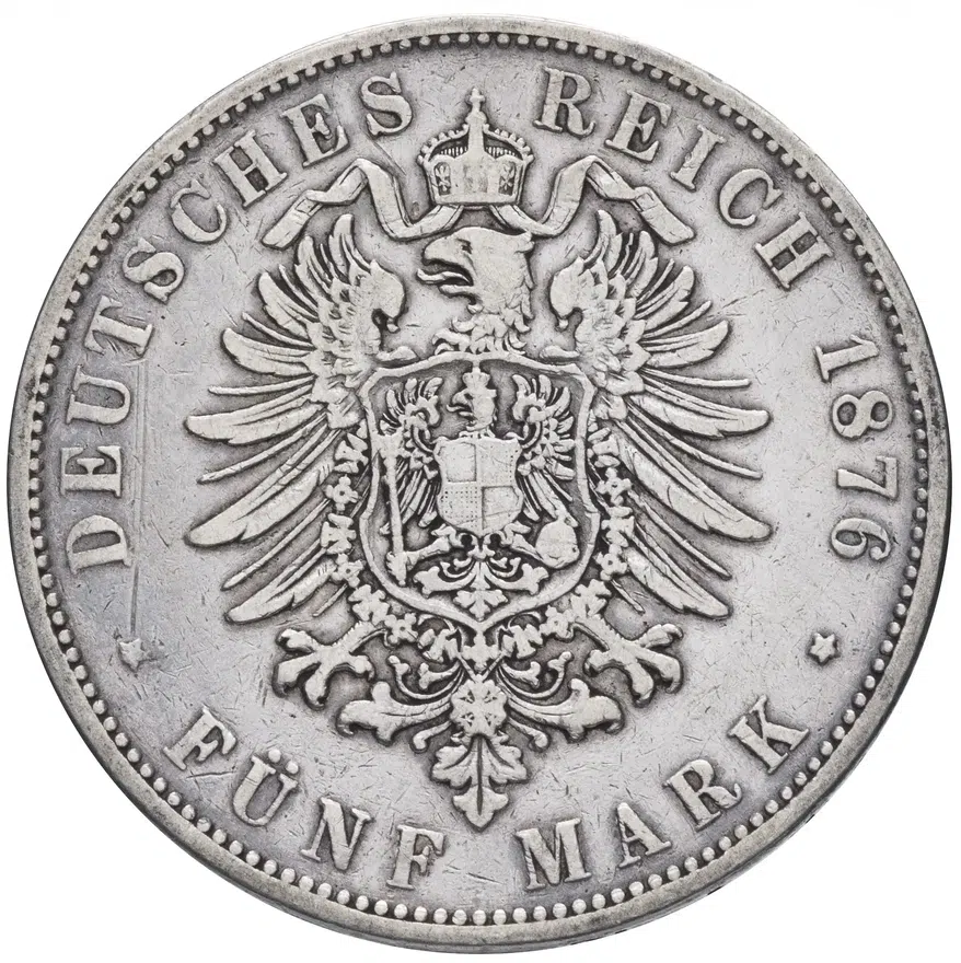 Германская Империя (Вюртенберг) 5 марок 1876, реверс