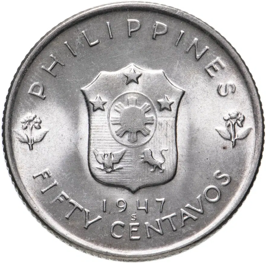 Филиппины 50 сентаво (centavos) 1947  Генерал Дуглас Макартур, реверс