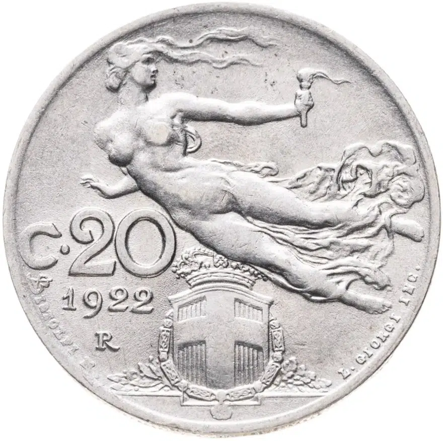 Италия 20 чентезимо (centesimi) 1922, аверс