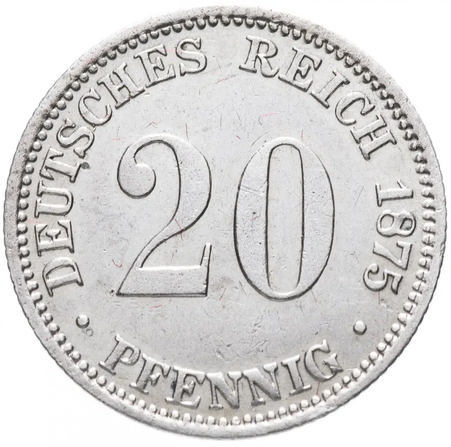 Германия 20 пфеннигов (pfennig) 1875 "B"