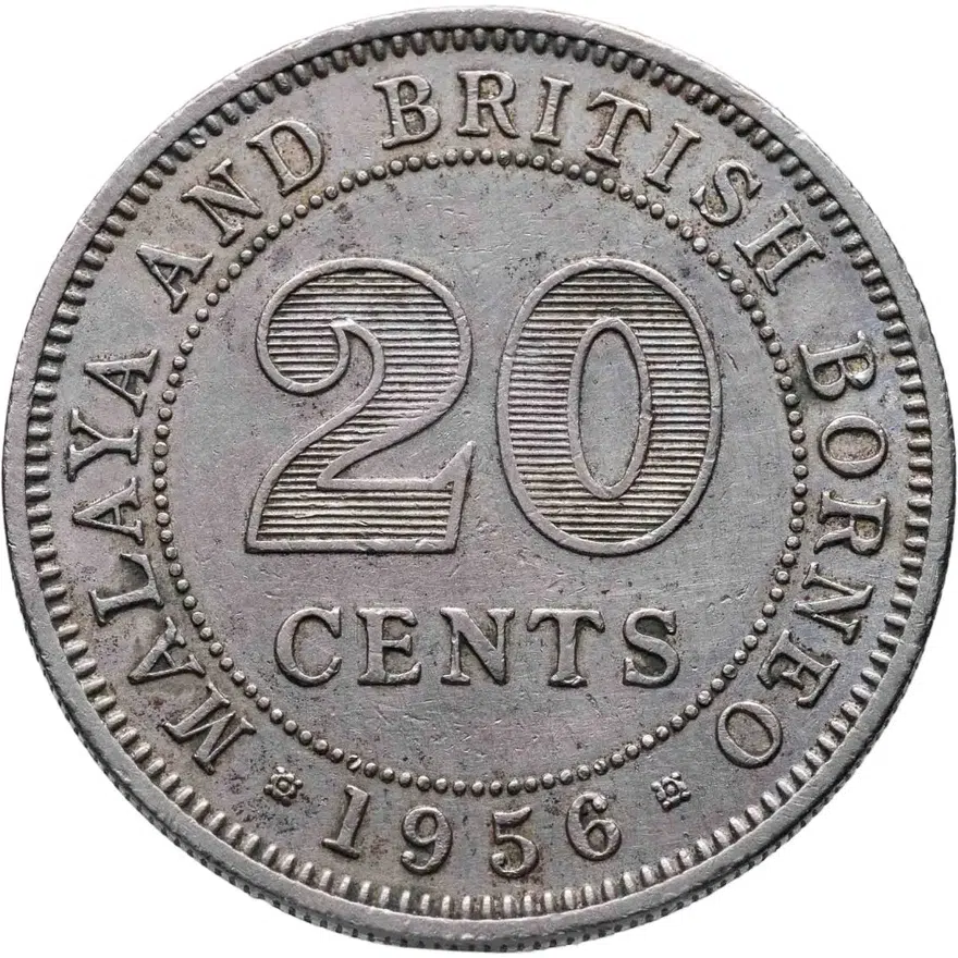 Малайя и Британское Борнео 20 центов (cents) 1956
