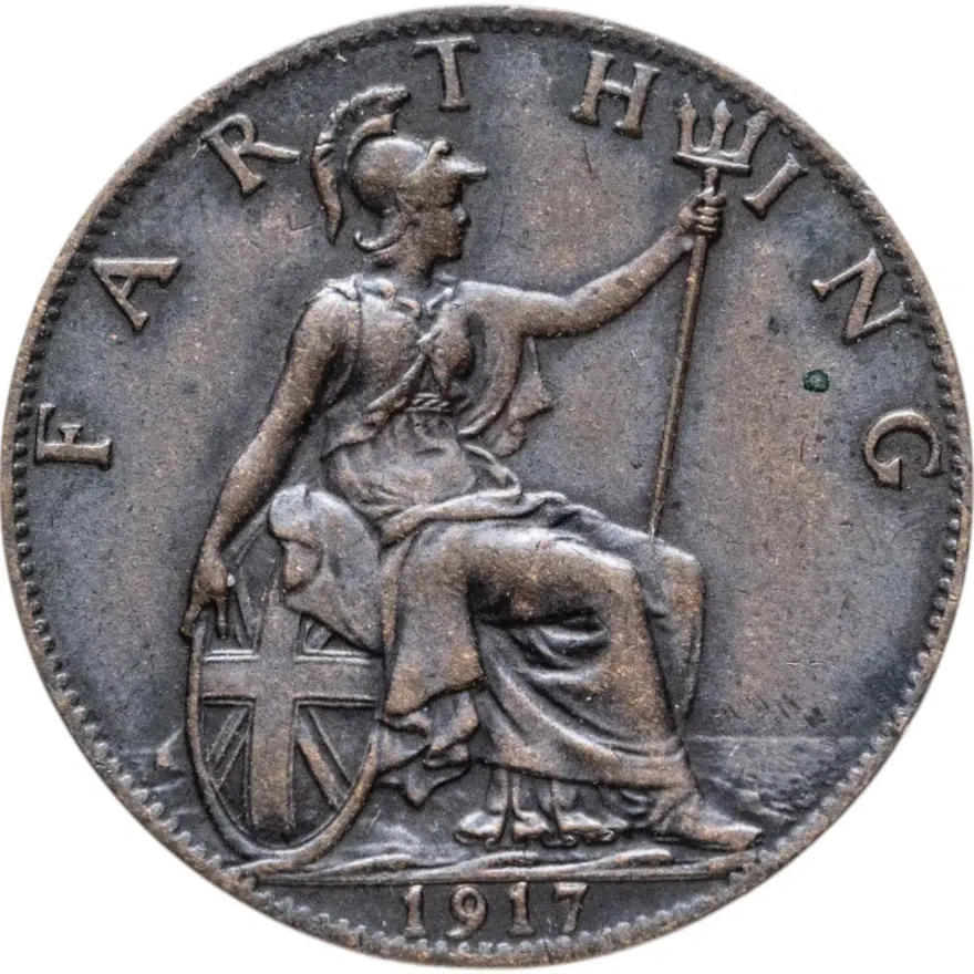 Великобритания 1 фартинг (farthing) 1917, аверс