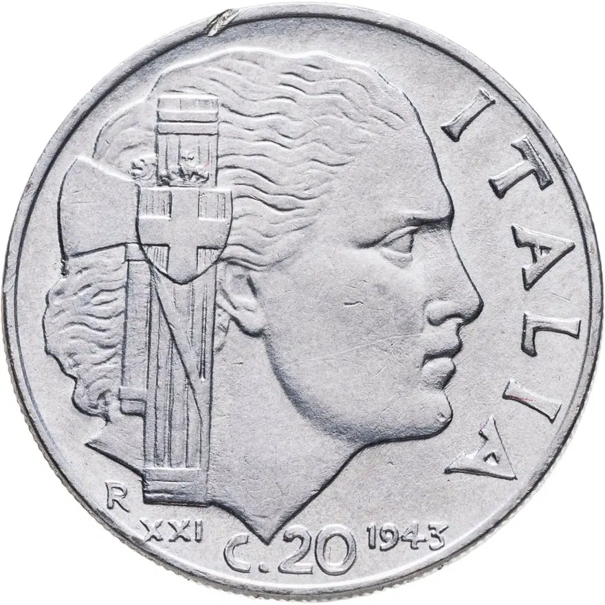 Италия 20 чентезимо (centesimi) 1943, аверс