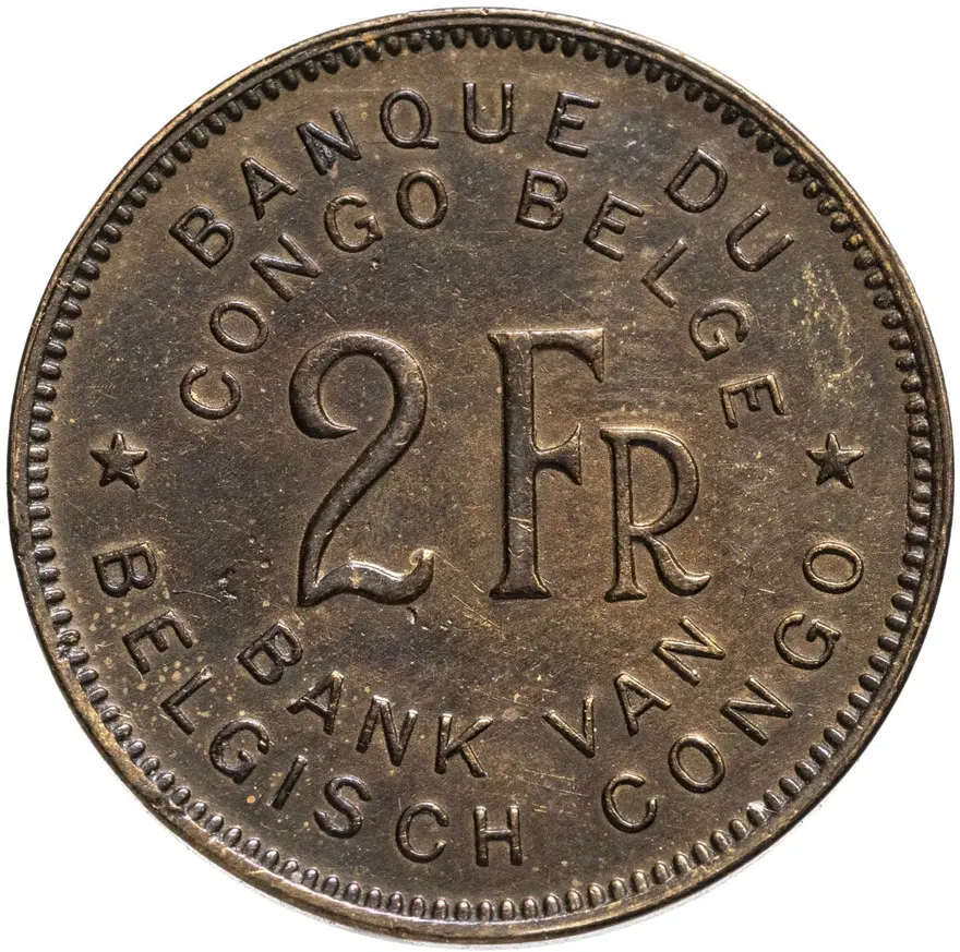 Бельгийское Конго 2 франка (francs) 1946, аверс