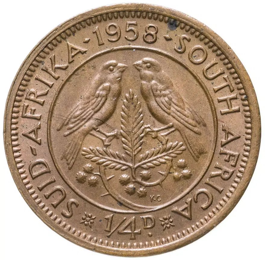 ЮАР 1/4 пенни (penny) 1958, аверс