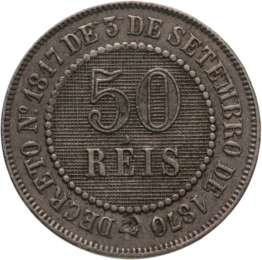 Бразилия 50 реалов (рейс, reis) 1886, аверс