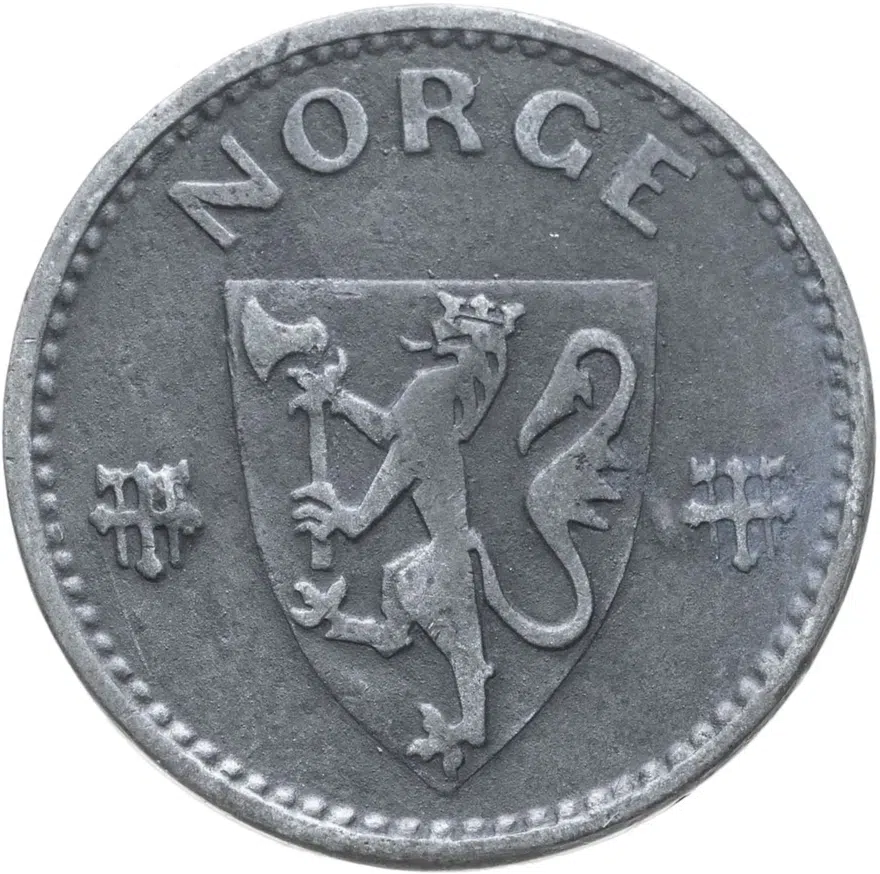 Норвегия 50 эре (ore) 1941  Форма: Круг без отверстия, реверс