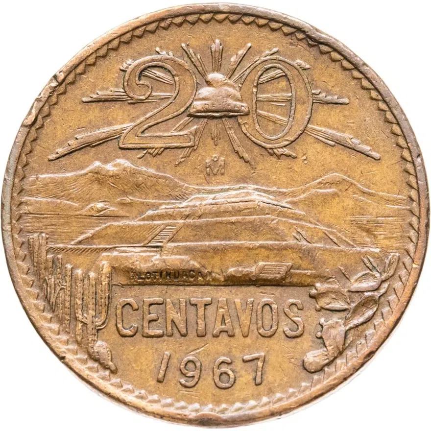 Мексика 20 сентаво (centavos) 1967, аверс