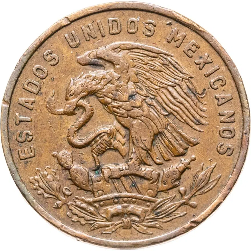 Мексика 20 сентаво (centavos) 1967, реверс