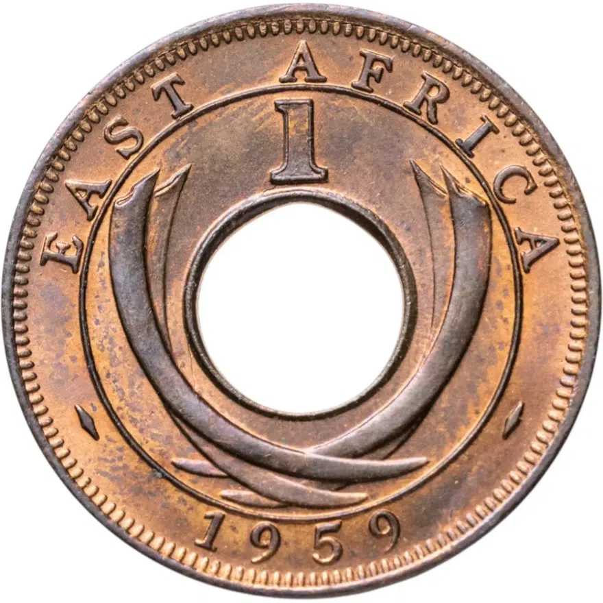 Британская Восточная Африка 1 цент (cent) 1959 KN  знак монетного двора: "KN" - Кингз Нортон Металл, Бирмингем, реверс