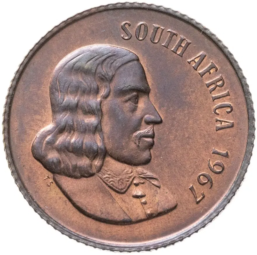 ЮАР 2 цента (cents) 1967  Надпись на английском языке - "SOUTH AFRICA"