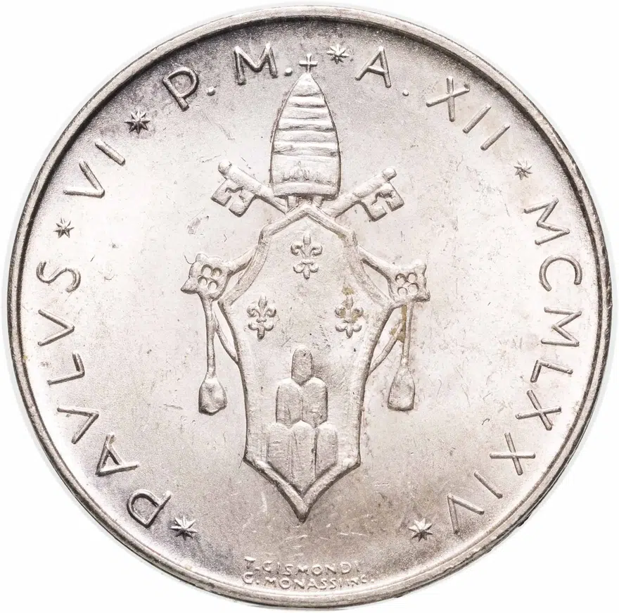 Ватикан 500 лир (lire) 1974