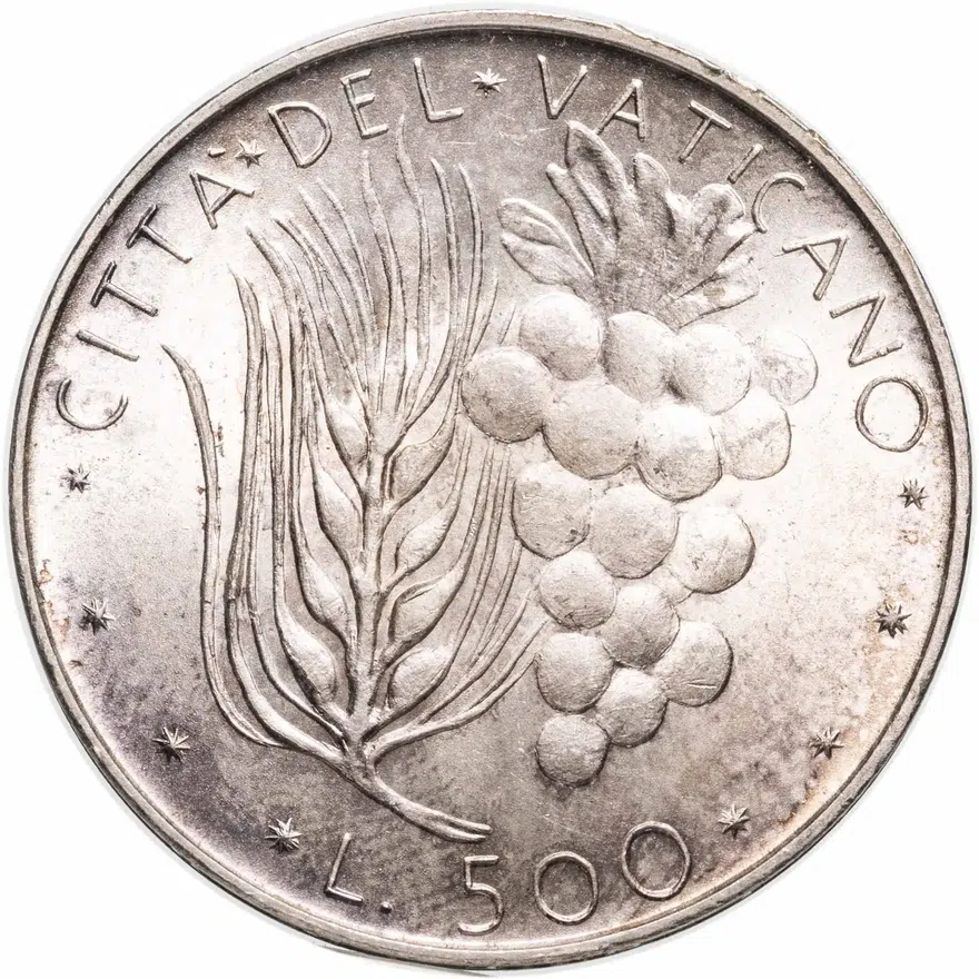 Ватикан 500 лир (lire) 1974, реверс
