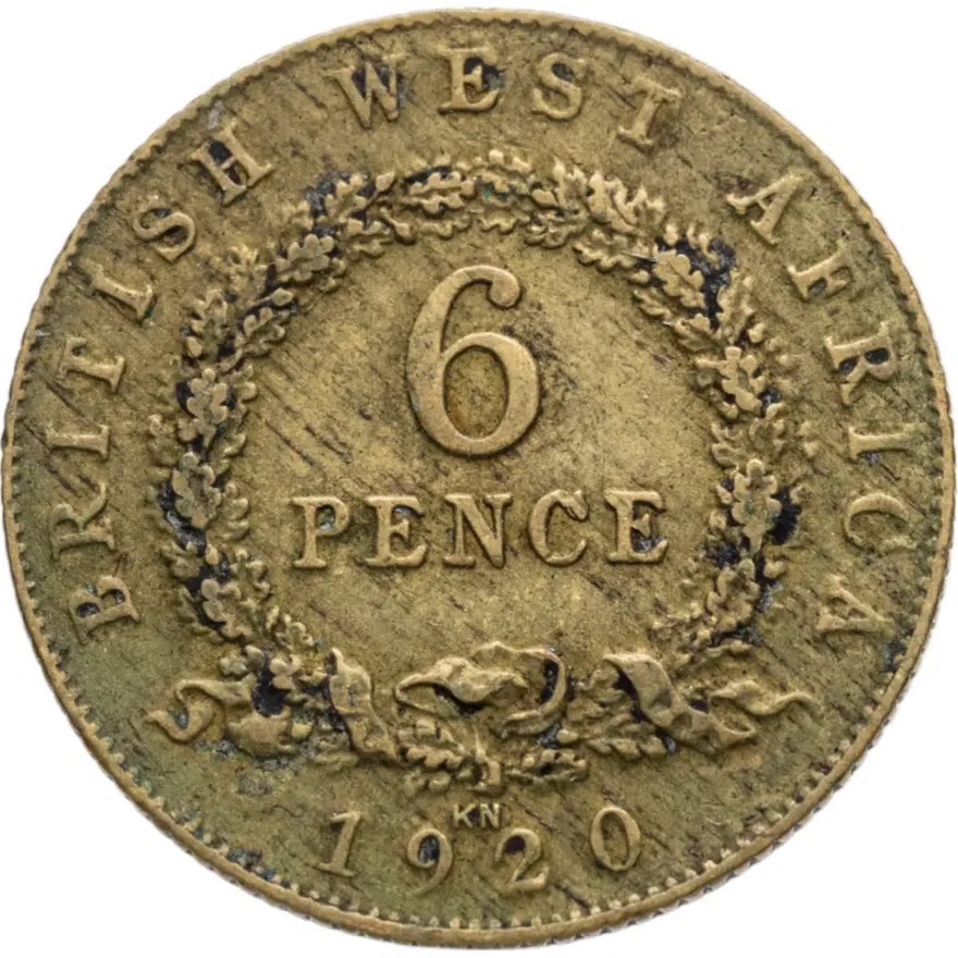 Британская Западная Африка 6 пенсов (pence) 1920, аверс