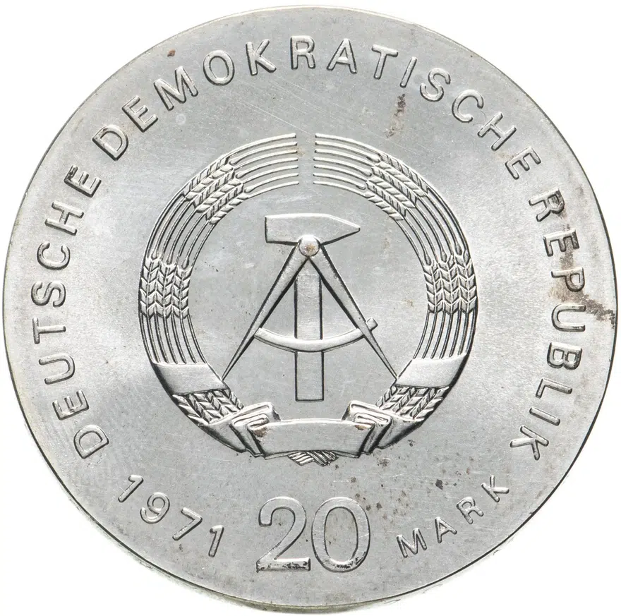 Германия (ГДР) 20 марок (mark) 1971  100 лет со дня рождения Карла Либкнехта и Розы Люксембург