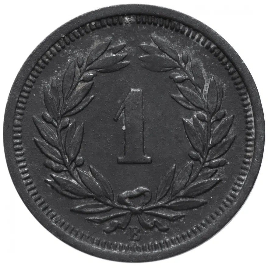 Швейцария 1 раппен (rappen) 1946, реверс