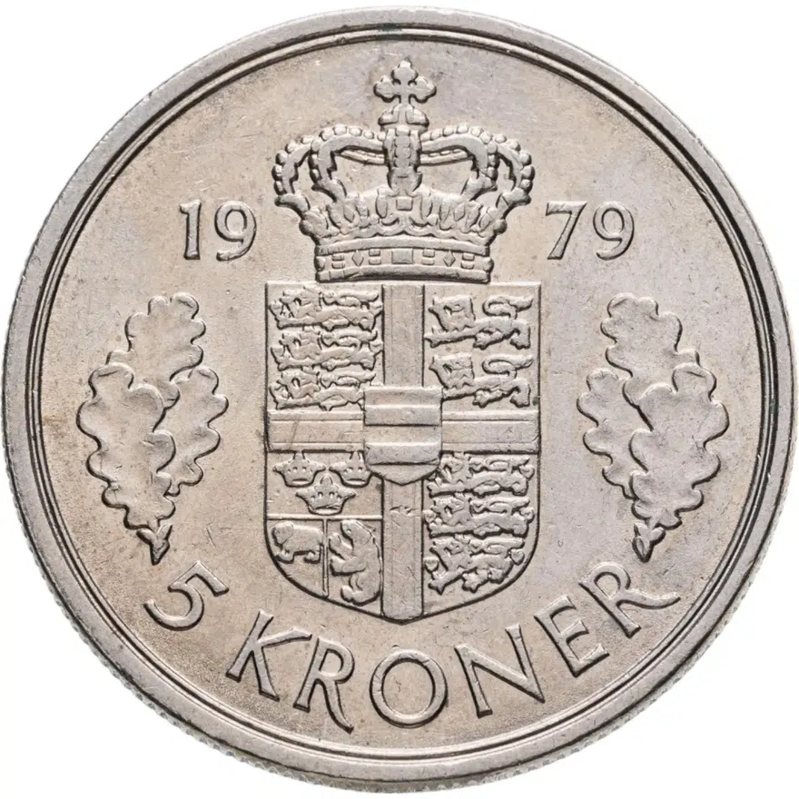 Дания 5 крон (kroner) 1979, реверс
