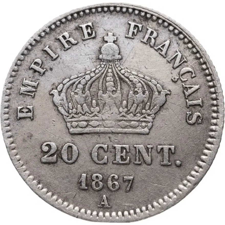 Франция 20 сантимов (centimes) 1867