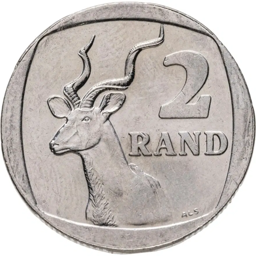 ЮАР 2 ранда (рэнда, rand) 2000  "UMZANTSI AFRIKA" по обеим сторонам, реверс