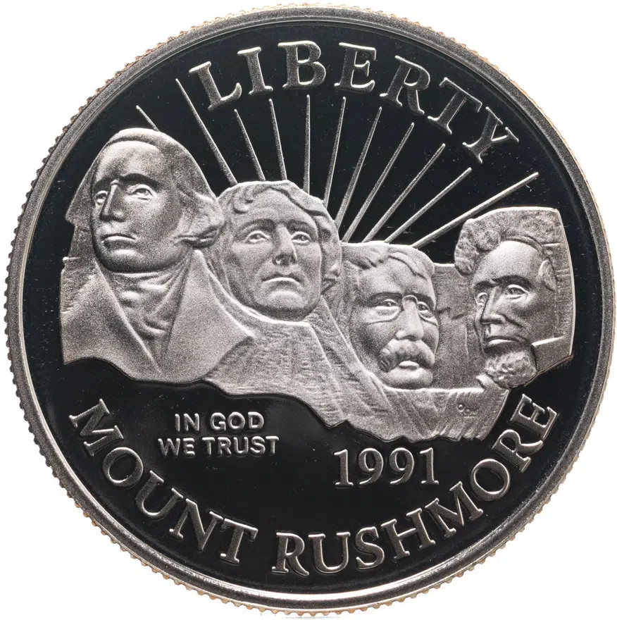 США 50 центов (1/2 доллара, half dollar) 1991  50 лет Национальному мемориалу Рашмор "S" - Сан-Франциско