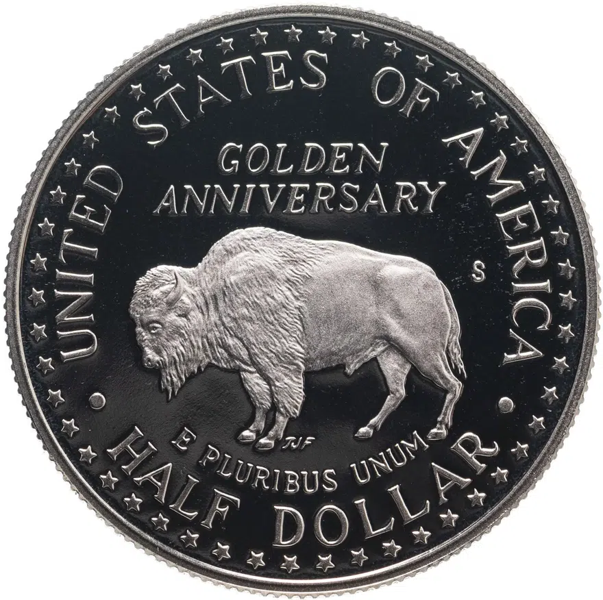 США 50 центов (1/2 доллара, half dollar) 1991  50 лет Национальному мемориалу Рашмор "S" - Сан-Франциско, реверс