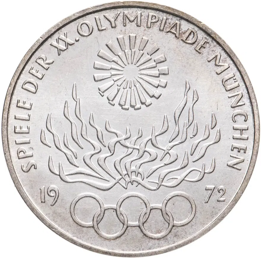 ФРГ 10 марок 1972 G "Олимпиада в Мюнхене -Олимпийский огонь", реверс