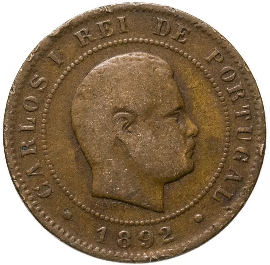Португалия 20 реалов (рейс, reis) 1892, реверс