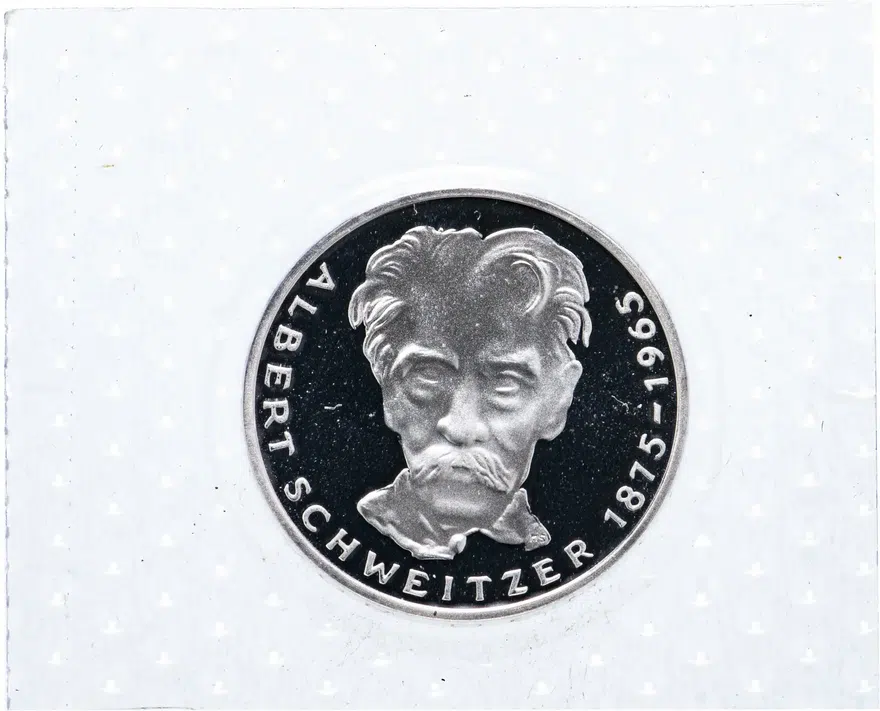 Германия 5 марок (deutsche mark) 1975  100 лет со дня рождения Альберта Швейцера, реверс
