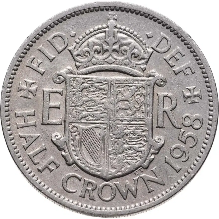 Великобритания 1/2 кроны (crown) 1958, аверс
