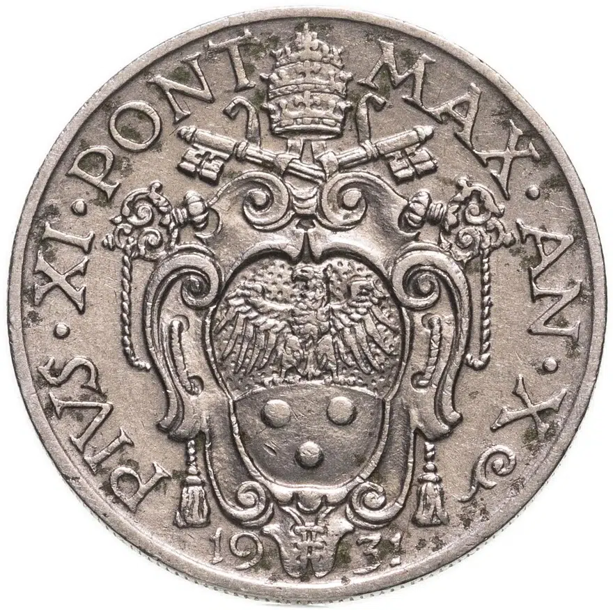 Ватикан 20 чентезимо (centesimi) 1931, реверс