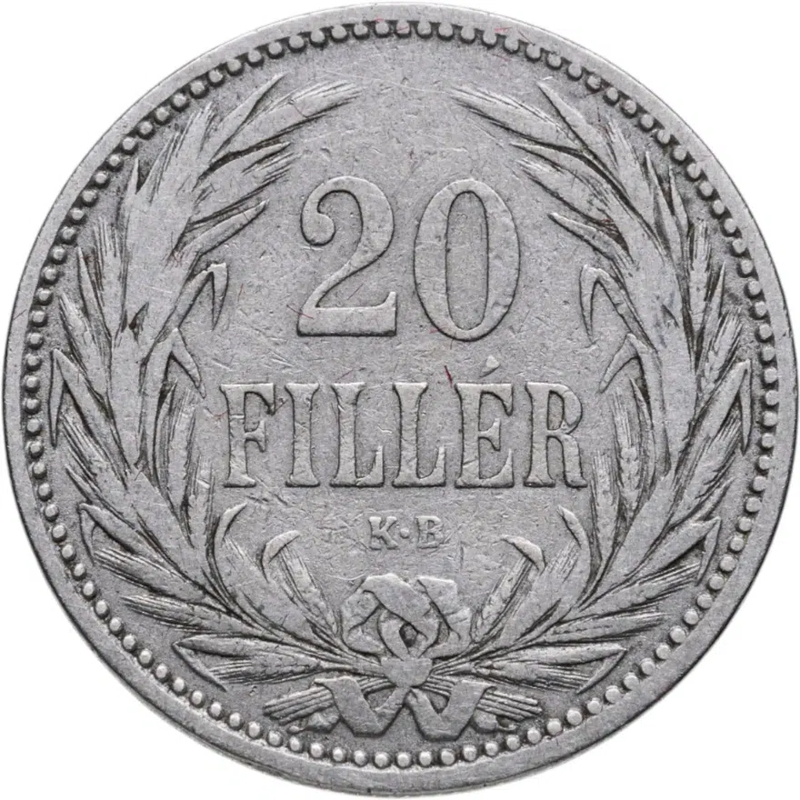 Венгрия 20 филлеров (filler) 1893, аверс