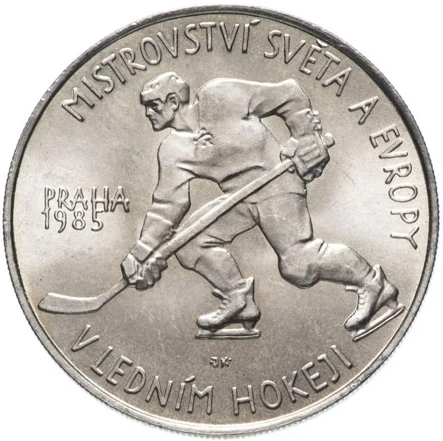 Чехословакия 100 крон (korun) 1985  Чемпионат Мира по хоккею, аверс