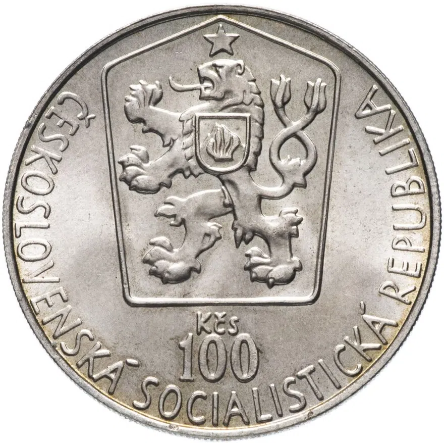 Чехословакия 100 крон (korun) 1985  Чемпионат Мира по хоккею, реверс