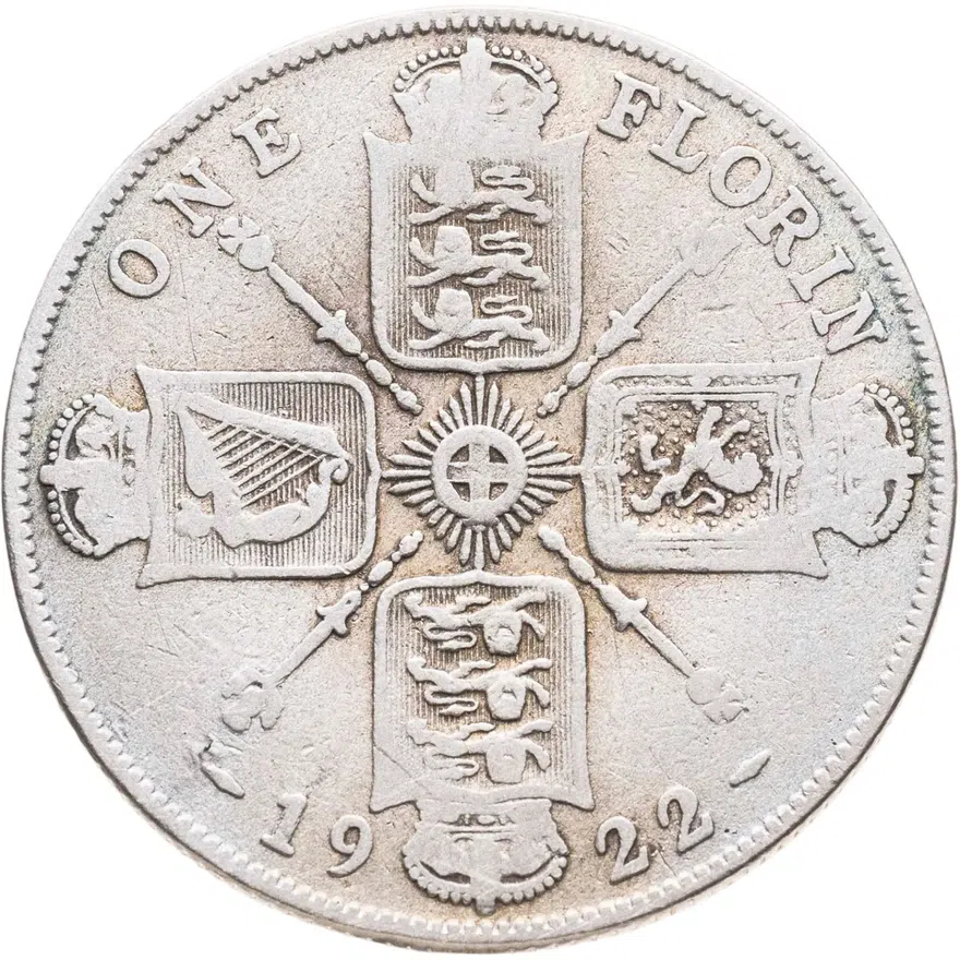 Великобритания 1 флорин (2 шиллинга, shillings) 1922, реверс