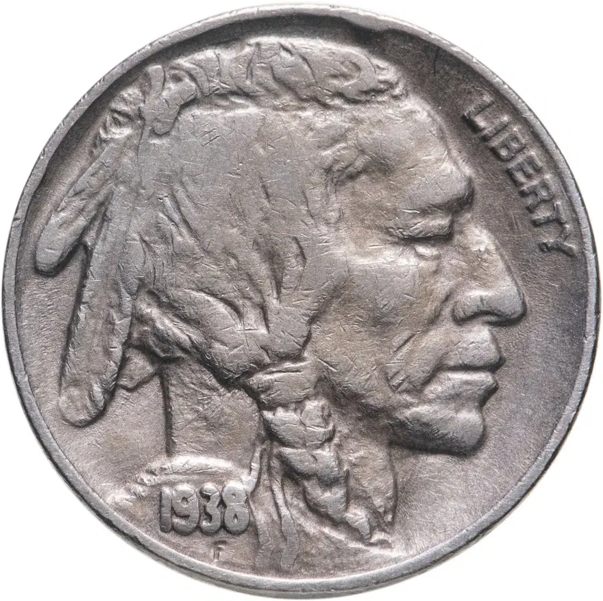 США 5 центов (cents) 1938 Buffalo Nickel, реверс