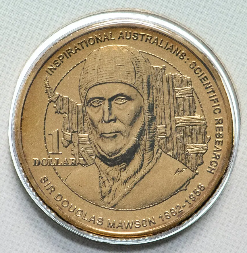 Австралия 1 доллар (dollar) 2012  Дуглас Моусон, в конверте с марками, реверс